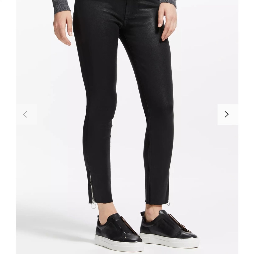 Paige Black Mid Rise Coated Ankle Zip Skinny Jeans size 26